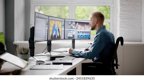 Graphic Web Designer Using Design Editing Software - Powered by Shutterstock