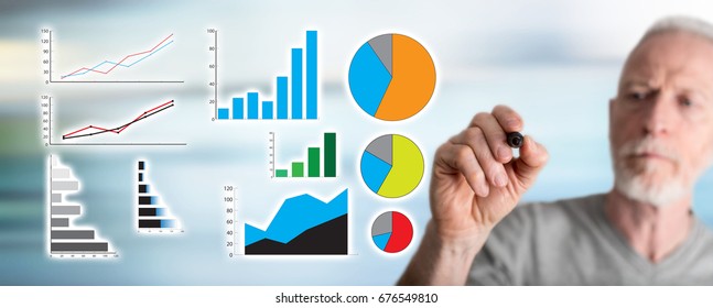Graphical analysis concept drawn by a man