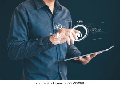 The graphical interface model of marketing presentation adopts a new generation of stealth services to support the analysis of CRM database. - Powered by Shutterstock - Get 15% off with code: PIKWIZARD15