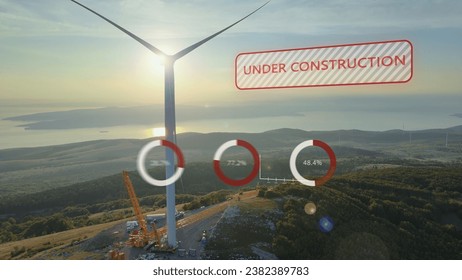 Graphical representation about progress of windmill energy construction project