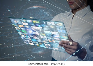 Graphical User Interface of a futuristic tablet device.