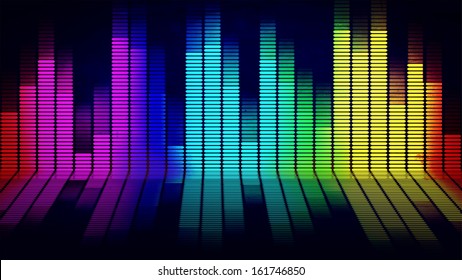 Graphics of music equalizer on black background