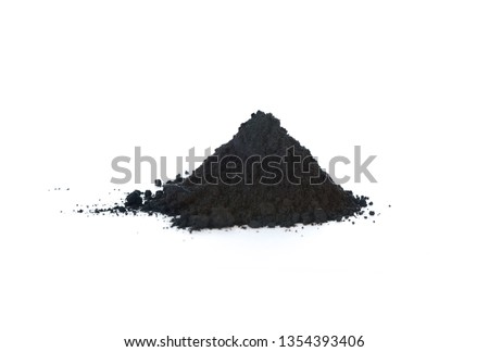 Graphite powder is generally used as lubricant. Isolated on white.