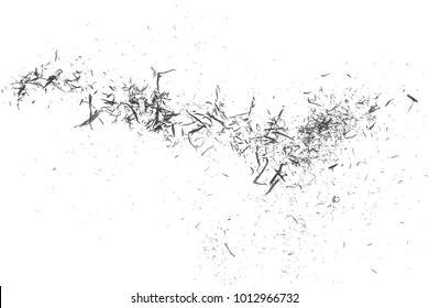 Graphite Stained Eraser Shavings Isolated On White Background, Top View