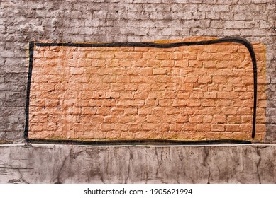graphitti rectangle on a brick wall moscow
