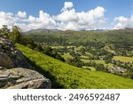 grasmere village and lake high view from grey crag to the northwest