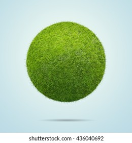 Grass ball over blue background