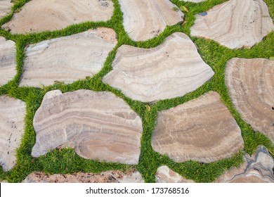 Grass between stones