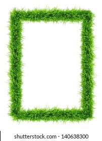 Grass Frame Top View On White Background