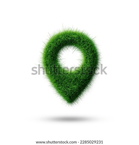 Grass location pin icon isolated, white screen