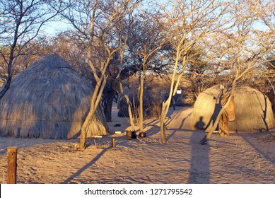 Grass Rondavels At A Khoisan Camp Area Near Ghanzi, Botswana