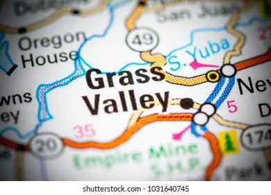 Grass Valley. California. USA On A Map.