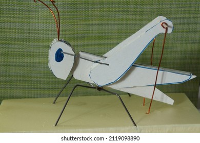 Grasshopper Homemade Mechanical Toy Close-up