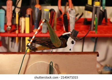 Grasshopper Jumping,  Mechanical Toy Close-up