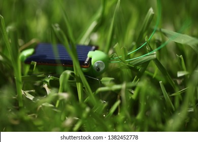Grasshopper Toy Solar Powered Green Grass