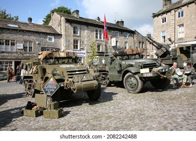 Grassington, Yorkshire, England, Britain, Sep 19th 2015. world war 2 type American Military vehicles  for a 1940s Nostalgia event.
