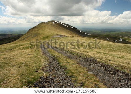 grassland with gravel road at Monts du Cantal