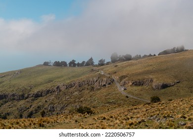 Grassy Hill And Blue Sky At Port Hills, Christchurch, New Zealand.