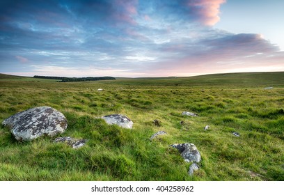 Grassy Plains And Wide Open Space Near Roughtor On Bodmin Moor In Cornwall