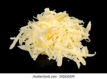 Grated Cheese On Black Background