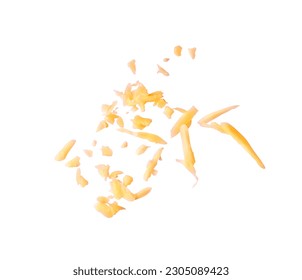 grated cheese on white background