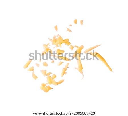 grated cheese on white background