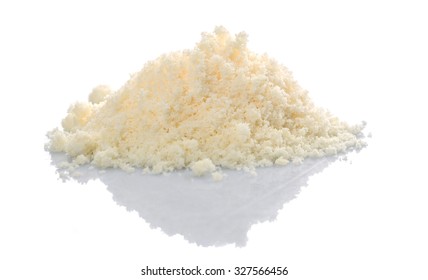 Grated Cheese Over White Background
