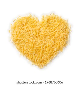 Grated Dutch Gouda cheese in heart shape isolated on white background  - Powered by Shutterstock