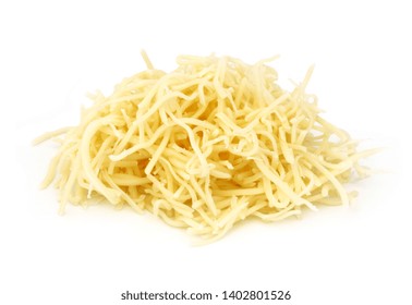 Grated Gruyere Or Grated Emmental Cheese Isolated On White