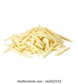 Grated Parmesan Cheese Pile Isolated On White Background