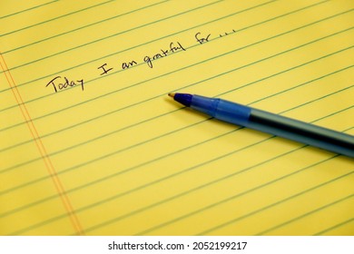 Gratitude Notebook With Pen Writing Today I Am Grateful For