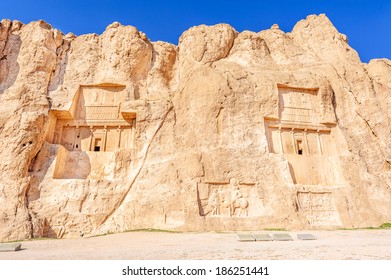 Grave Of Persian King In North Shiraz, Iran.  It Is Known As Naqsh-e Rostam.