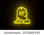 grave rip neon glowing halloween