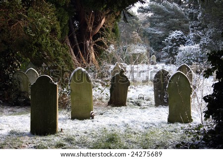 Grave stones in the snow