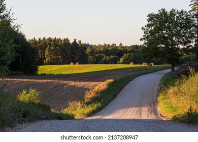 Gravel country roads in summer