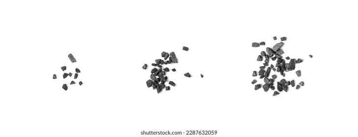 Gravel Pieces Isolated, Grey Coarse Sand, Fine Granular Stones, Scattered Grit Sand, Decorative Rocks, Small Grey Rock Texture on White Background Top View - Powered by Shutterstock