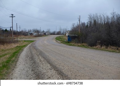 Gravel Road In First Nation Reserve In Manitoba, Canada