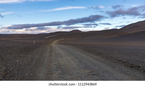 Gravel road in highlands of Iceland.