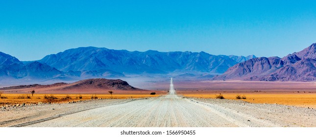 Gravel road in Namibia - panorama - Africa