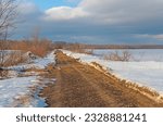 Gravel Road in a Winter Scene in the Trempealeau National Wildlfie Refuge in Wisconsin