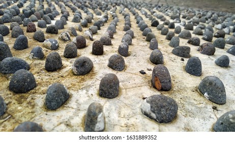 Gravel Stones Are Arranged In A Row As Reflexology Path