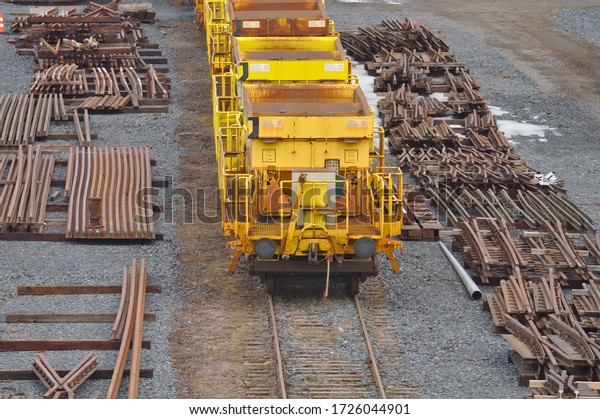 Gravel wagons for\
railroad maintenance. 