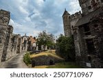 Gravensteen Castle Grounds under Cloudy Skies - Ghent, Belgium