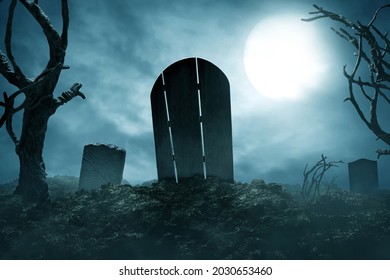 Graveyard At Night, Halloween Theme