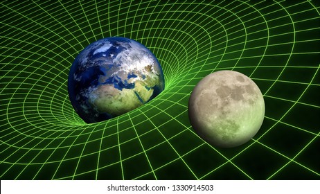 Gravity Field bend spacetime relativity Earth Moon Planets - Shutterstock ID 1330914503