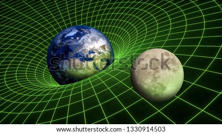 Gravity Field bend spacetime relativity Earth Moon Planets