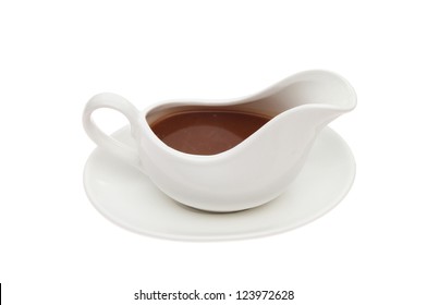 Gravy In A Gravy Boat Isolated Against White