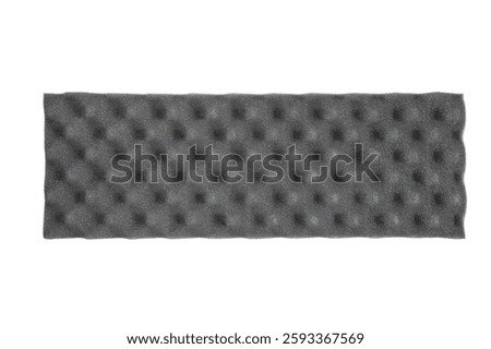 Gray acoustic foam panel with egg crate pattern, soundproofing material, isolated on white background.
