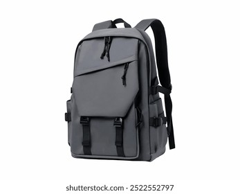 Gray backpack featuring a sleek design with multiple compartments, adjustable straps for comfort, and sturdy materials suitable for daily use or travel purposes.