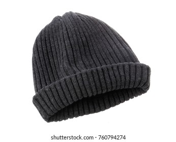 A gray beanie isolated on white background.